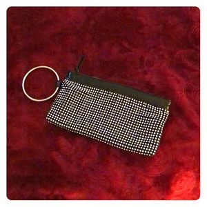 Black Rhinestone Patent Leather wristlet